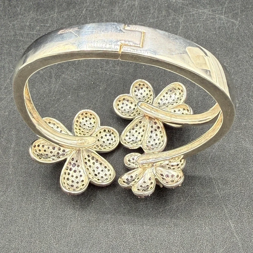 Moonstone Flower‎ Purple Sterling Silver Set Pendant Earrings Bracelet Garnet